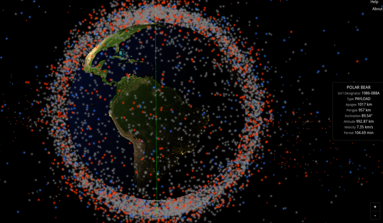 Карта мусора на орбите земли