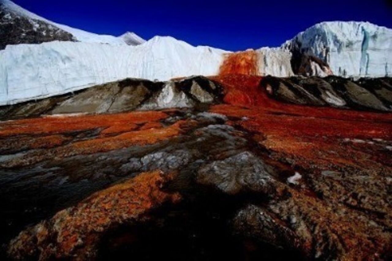 Американские ученые разгадали загадку Кровавого водопада который вытекает из ледника Тейлора в Антарктиде