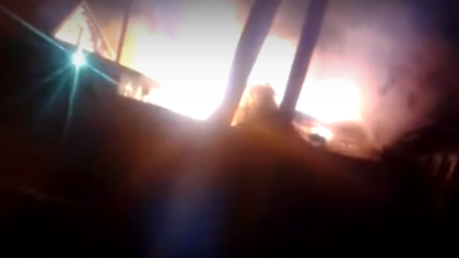 Серьезный пожар в Кемерове попал на видео