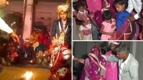 Пятилетние невесты выходили замуж в Индии в слезах (Видео)