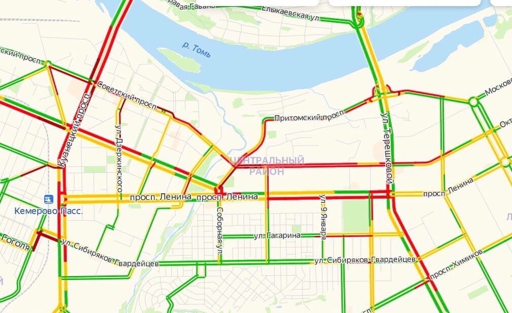 Пробки кемерово онлайн сейчас карта со спутника