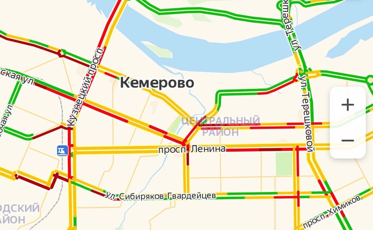 Пробки кемерово онлайн сейчас карта со спутника в реальном