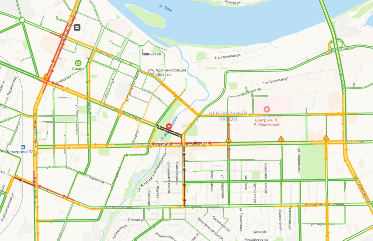Пробки в кемерово сейчас карта