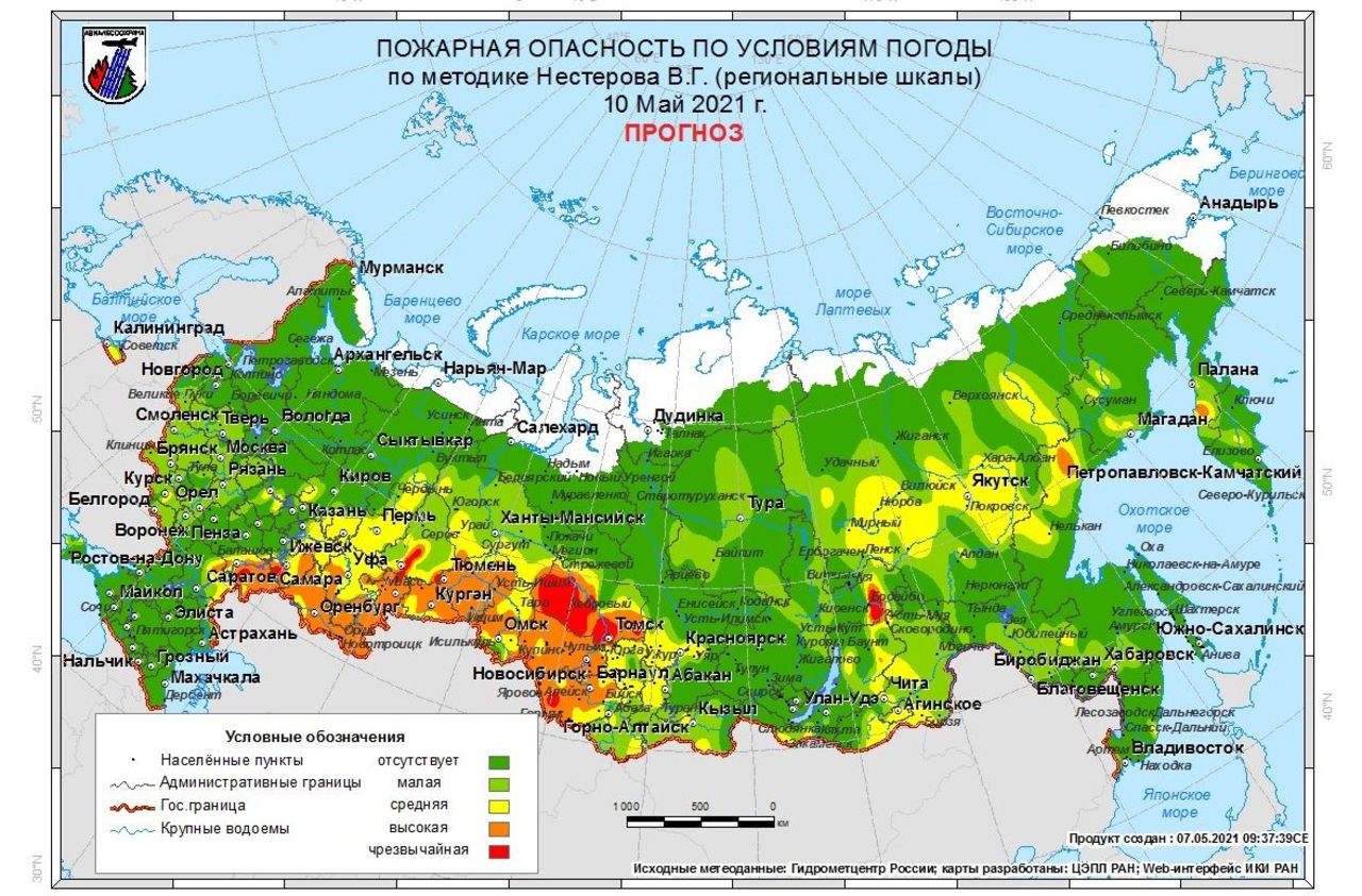 Карта пожароопасности нижегородской