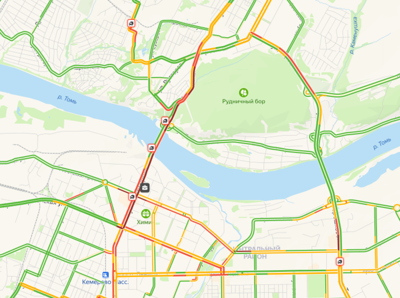 Пробки в кемерово сейчас карта