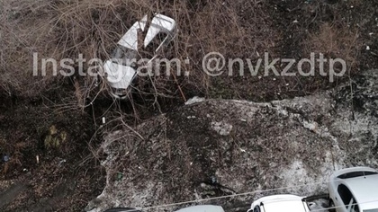 Автомобиль "спустился" в кусты в Новокузнецке 