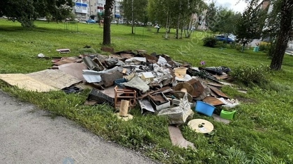 Жители Прокопьевска выбросили мусор прямо на газон