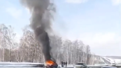 Автомобиль сгорел на кемеровской трассе